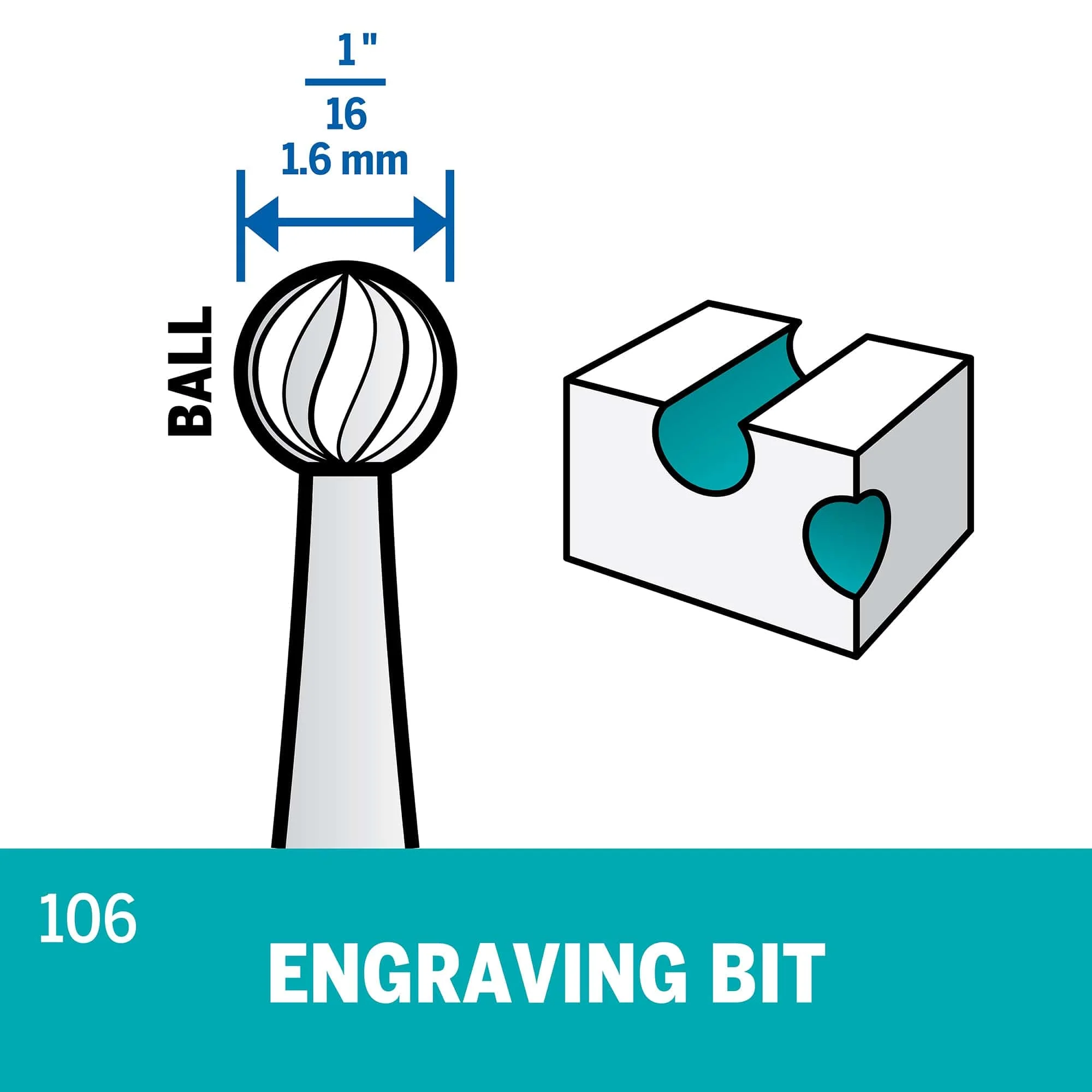 Dremel Engraving Cutter 1.6mm (106) - 2 Pack** - Image 2