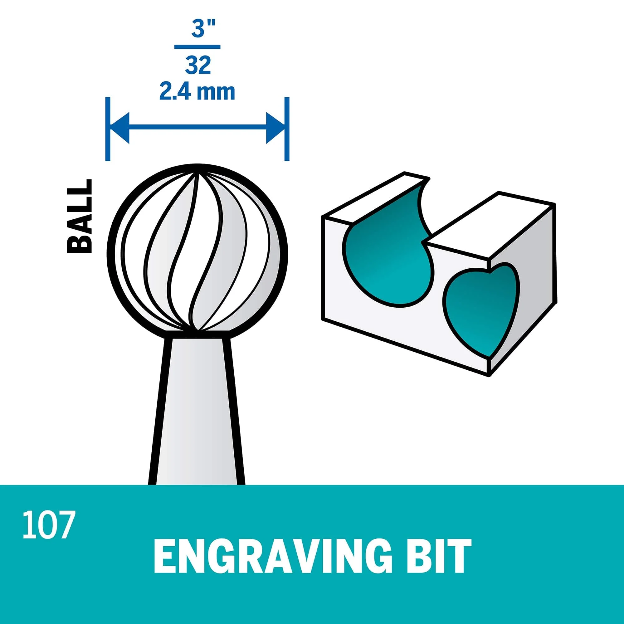 Dremel Engraving Cutter 2.4mm (107) - 2 Pack** - Image 2