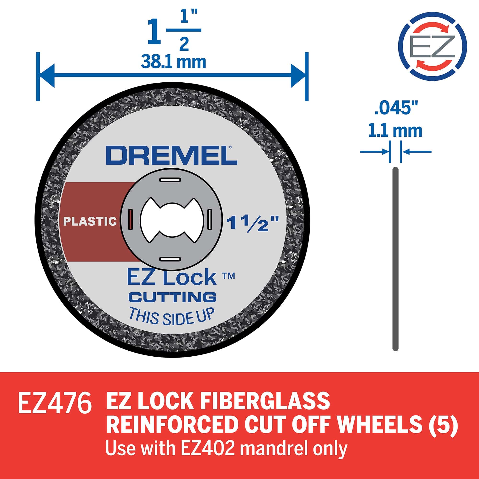 Dremel EZ Lock Plastic Cut Off Wheels 38mm (EZ476) - 5 Pack** - Image 2