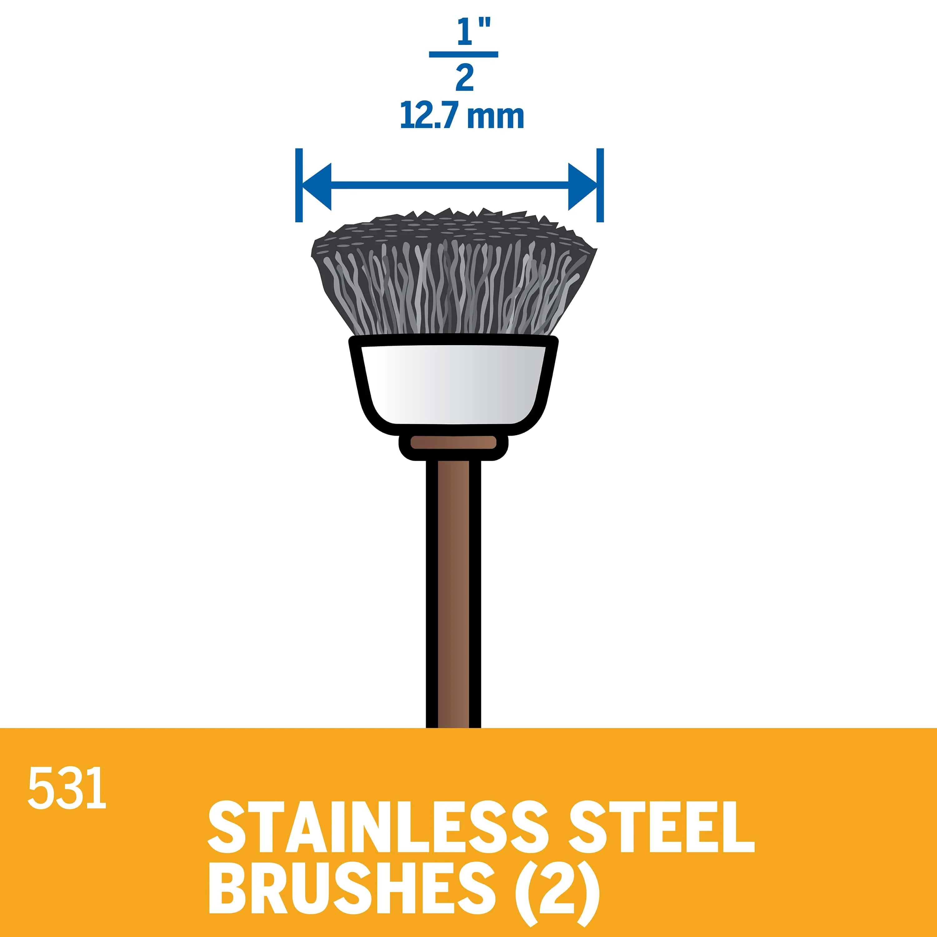 Dremel Stainless Steel Brush 12.7mm (531-2) - 2 Pack** - Image 2