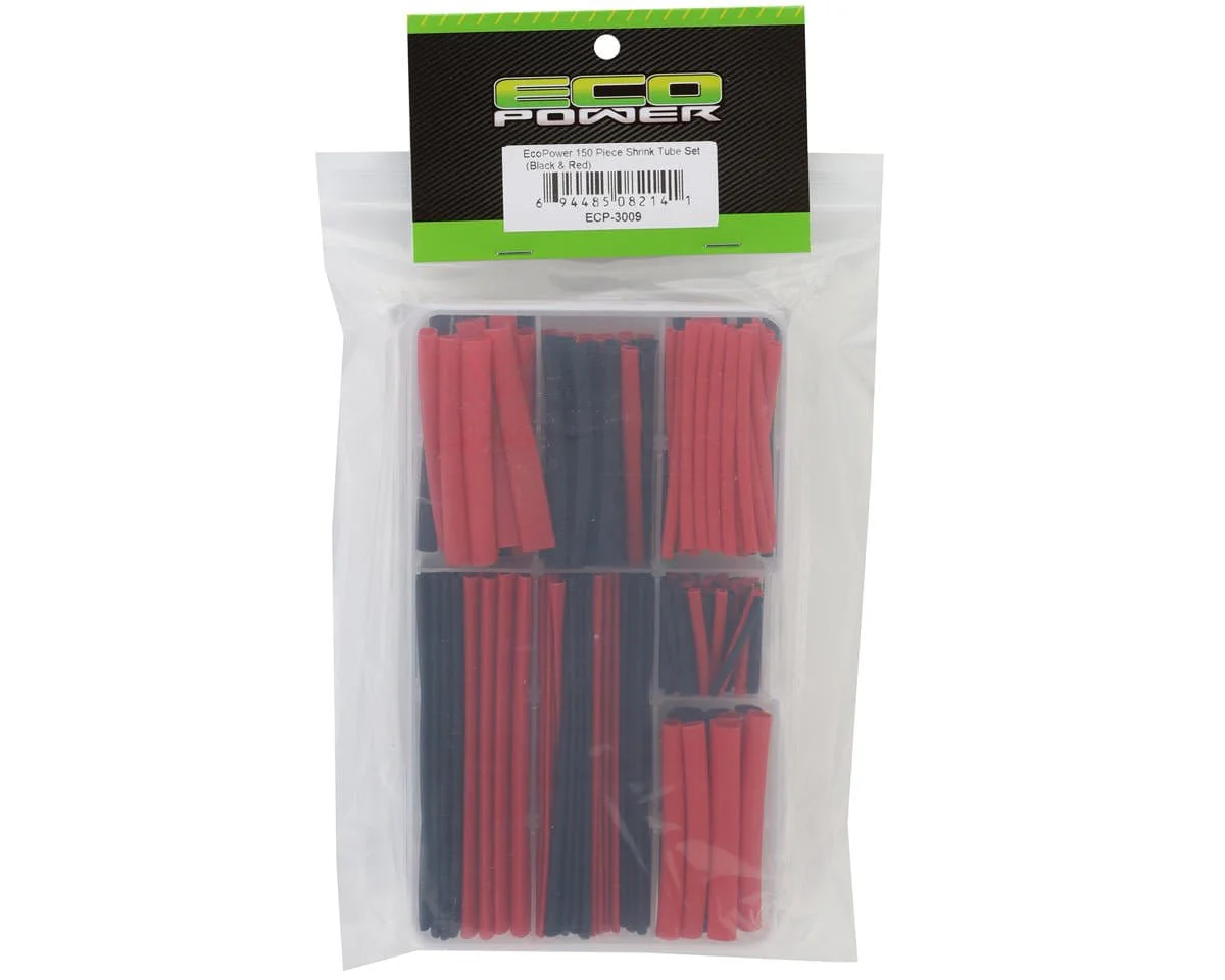 EcoPower Heat Shrink Tubes w/Plastic Case (Black & Red) (150pc Pack)