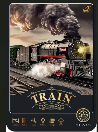 Electric Steam Train Set with Lights & Steam Effect