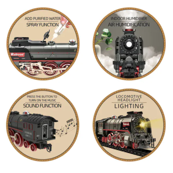 Electric Steam Train Set with Lights & Steam Effect - Image 4