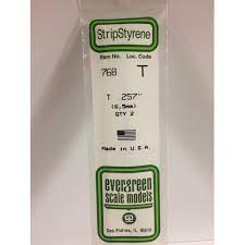 Evergreen 768 Styrene 14" T Profile 5.0mm / .257" (2pcs)