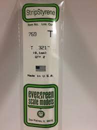 Evergreen 769 Styrene 14" T Profile 8.1mm / .321" (2pcs)