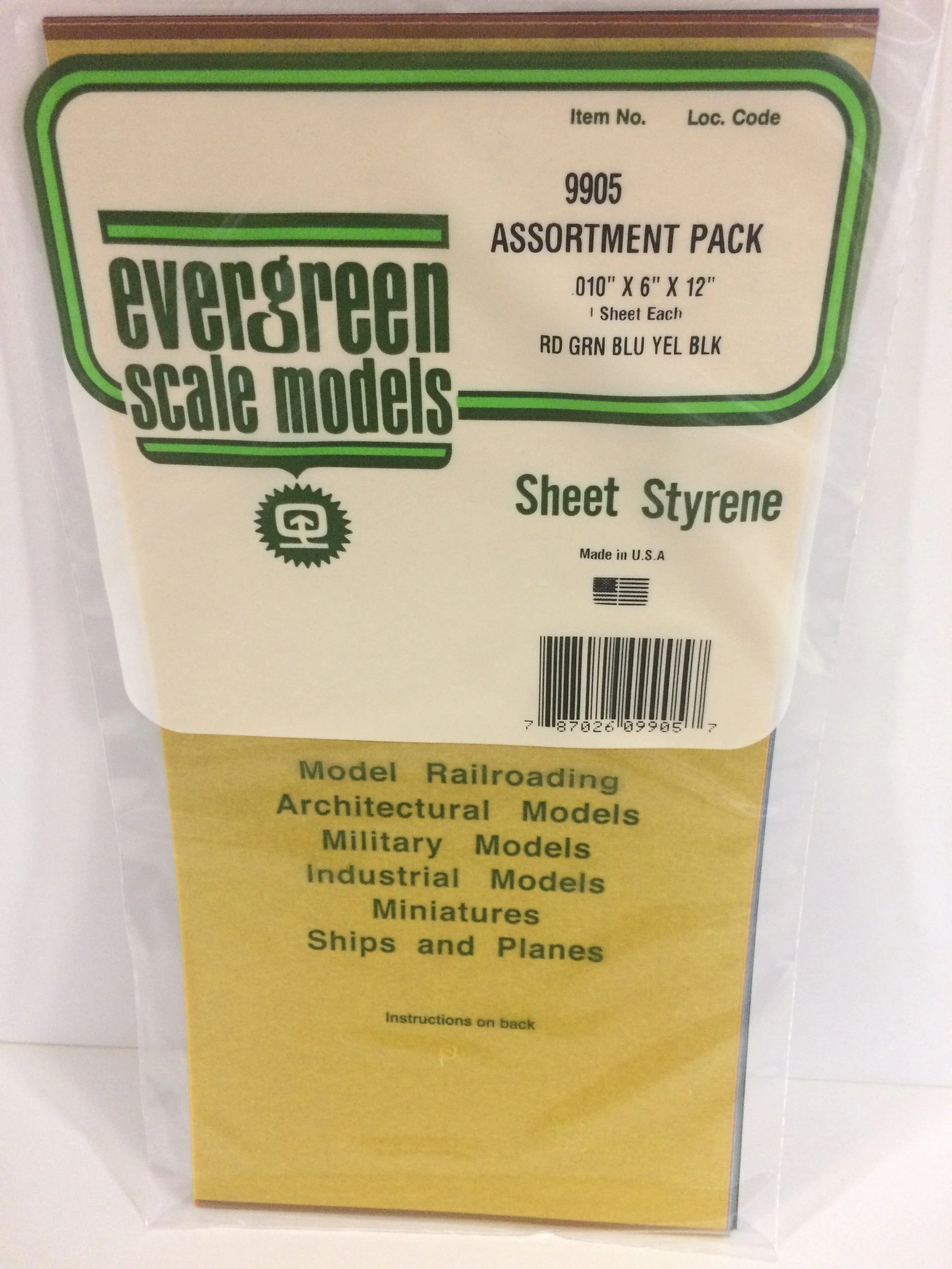 Evergreen Assorted Transparent Sheet Pack .01X6X12 (5)