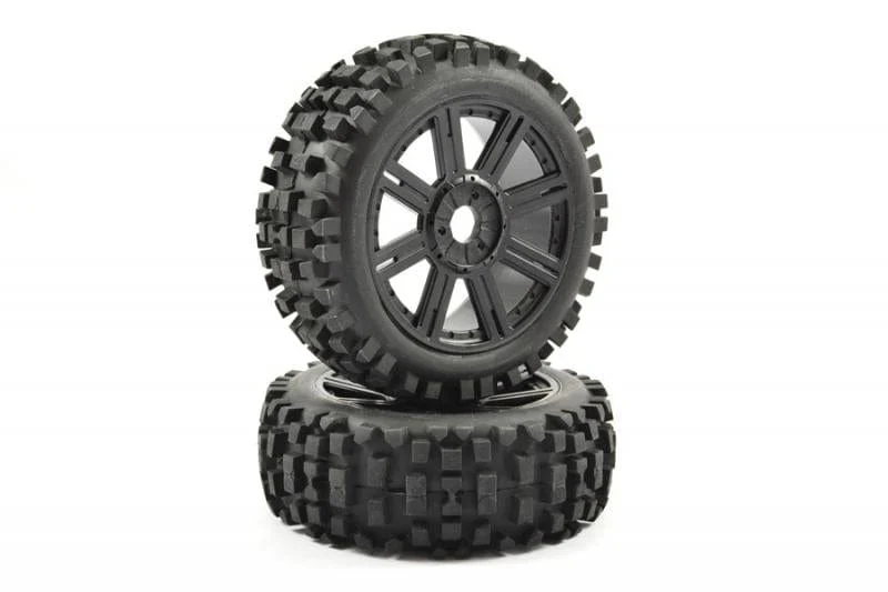 Fastrax 1/8 Rock Block Buggy Tyres On Black Rims (2pcs)**