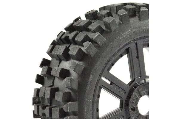 Fastrax 1/8 Rock Block Buggy Tyres On Black Rims (2pcs)** - Image 2