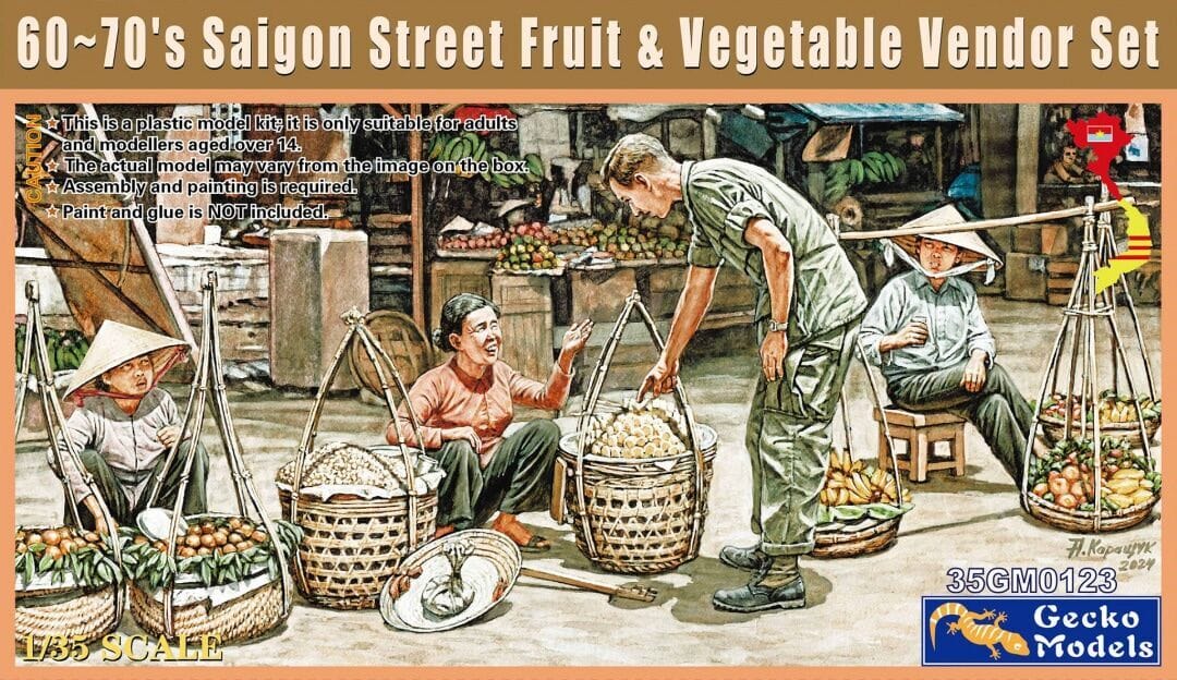 Gecko 1/35 1960-70s Saigon Greengrocer Figure Set Plastic Model Kit