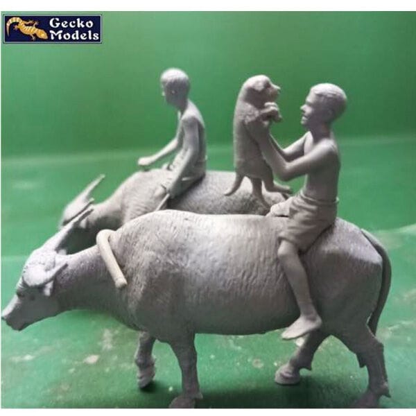 Gecko 1/35 1960s - 70s Vietnamese Children , Puppy And Buffalo Set Plastic Model Kit - Image 2