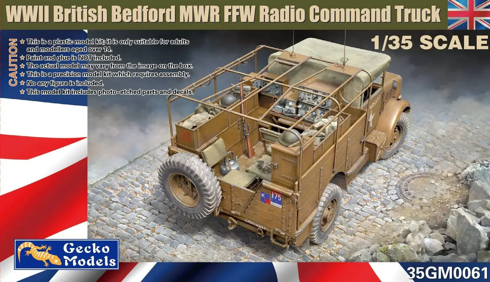 Gecko 1/35 British Bedford MWR FFW Radio Command Truck Plastic Model Kit