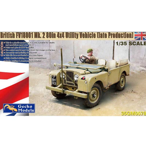 Gecko 1/35 British FV18001 Mk. 2 80in 4x4 Utility Vehicle w/Canvas Roof Top Plastic Model Kit