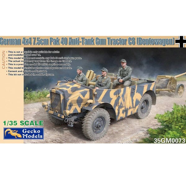Gecko 1/35 German 4x4 7.5cm Pak 40 Anti-Tank Gun Tractor C8 (Beutewagen) Plastic Model Kit