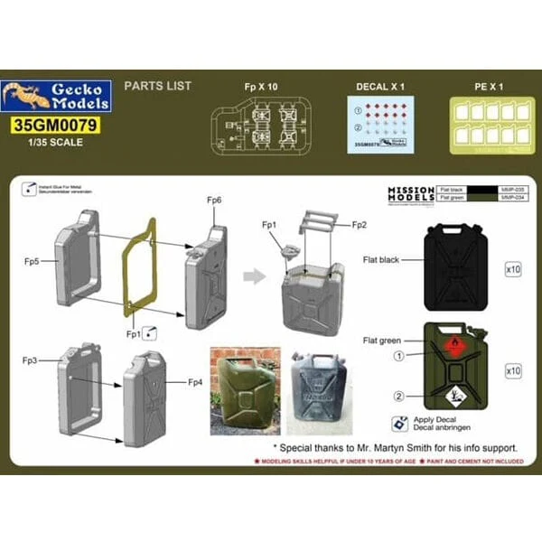 Gecko 1/35 Modern British 20L Fuel Can & Water Can Set Plastic Model Kit - Image 2