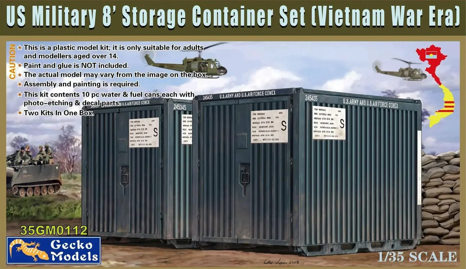 Gecko 1/35 US Military 8 Storage Container Set (Vietnam War Era) Plastic Model Kit