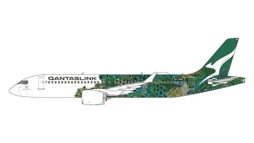 Gemini Jets 1/400 QantasLink A220-300 VH-X4A - Minyma Kutjara Tjukurpa Green Diecast Model - Image 2