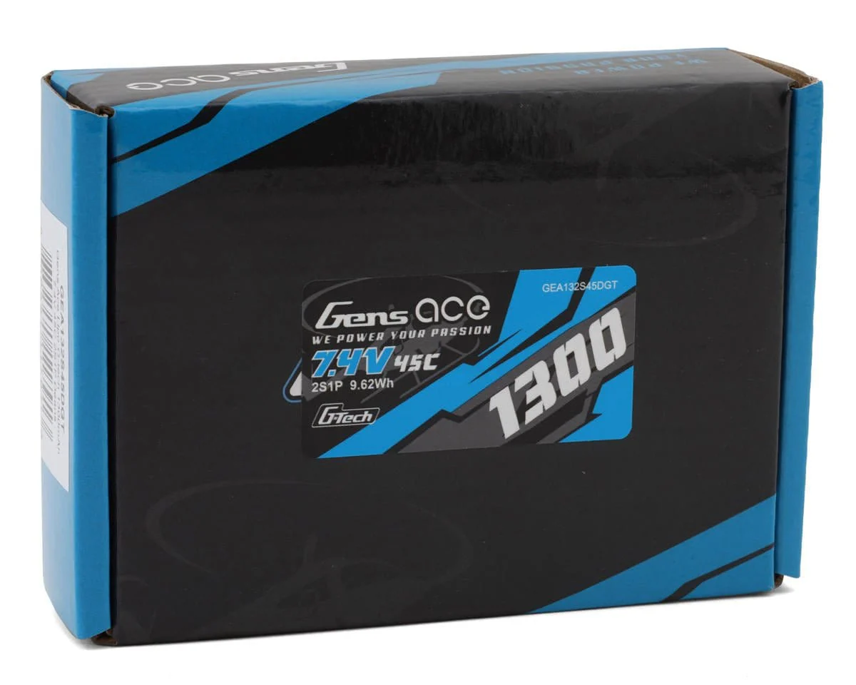 Gens Ace G-Tech 2S 1300mAh 45C 7.4V Soft Pack Lipo Battery (Deans) - Image 2