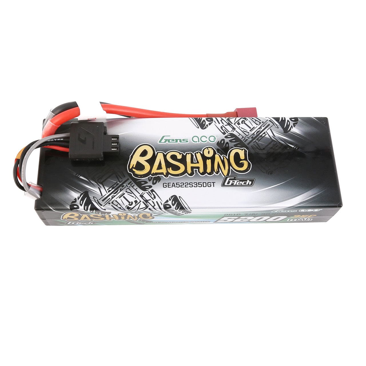 Gens Ace G-Tech 2S Bashing 5200mAh 35C 7.4V Hardcase/Hardwired Lipo Battery - Deans