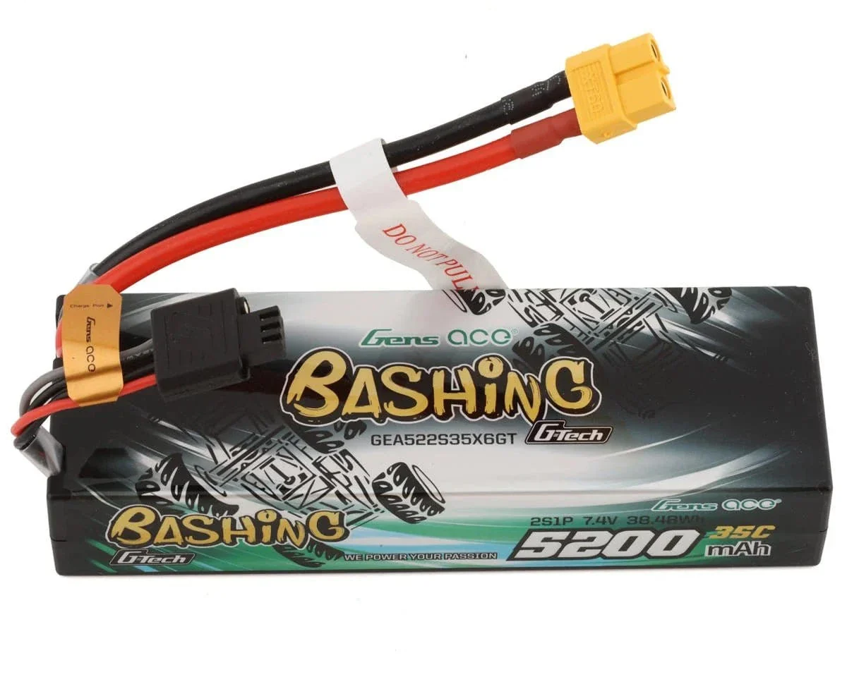 Gens Ace G-Tech 2S Bashing 5200mAh 35C 7.4V Hardcase/Hardwired Lipo Battery (XT60)