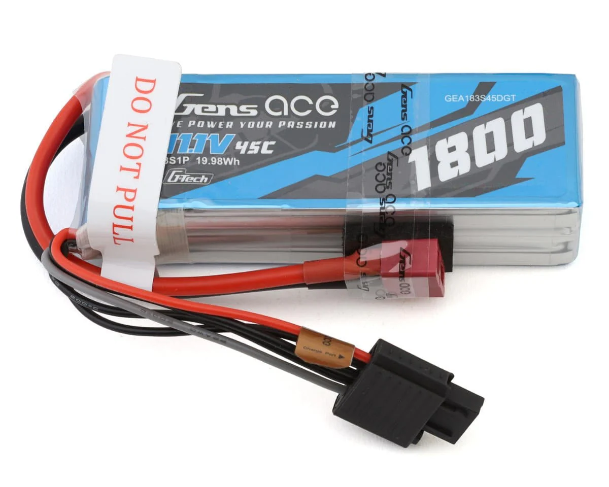 Gens Ace G-Tech 3S 1800mAh 45C 11.1V Soft Pack Lipo Battery (Deans)
