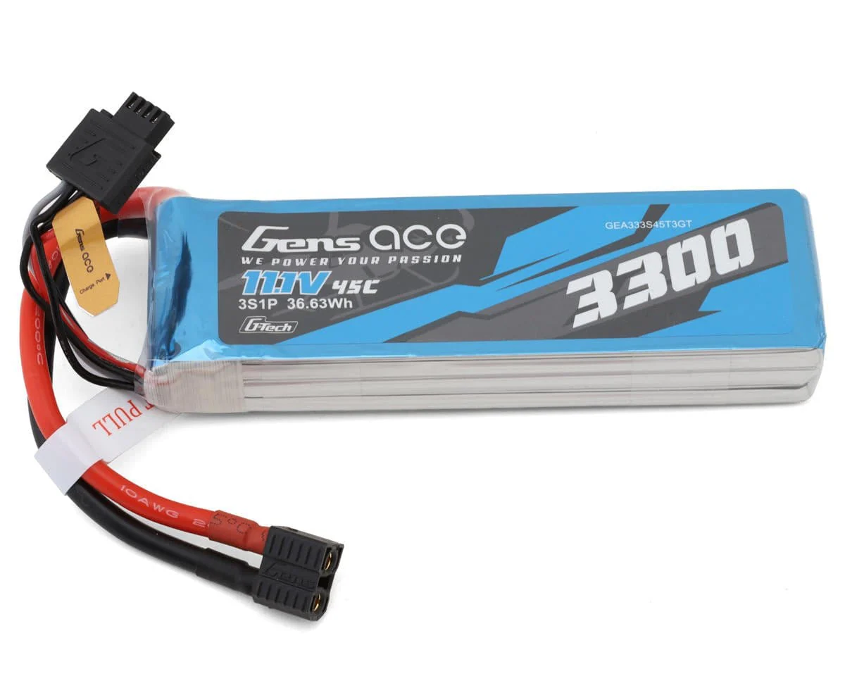 Gens Ace G-Tech 3S 3300mAh 45C 11.1V Soft Pack Lipo Battery (1TO3)
