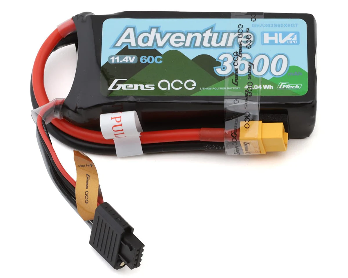 Gens Ace G-Tech 3S Adventure 3600mAh 60C 11.4V Soft Pack Lipo Battery (XT60)