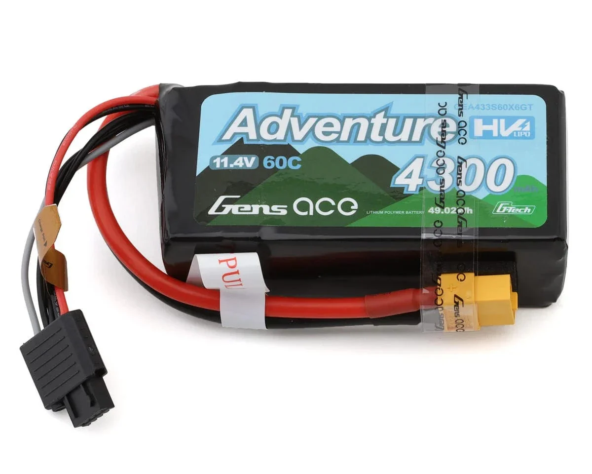 Gens Ace G-Tech 3S Adventure 4300mAh 60C 11.4V Soft Pack Lipo Battery - XT60