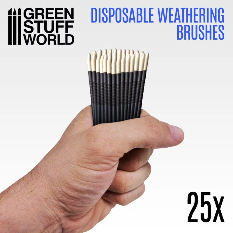 Green Stuff World 25x Disposable Weathering Brushes - Image 2