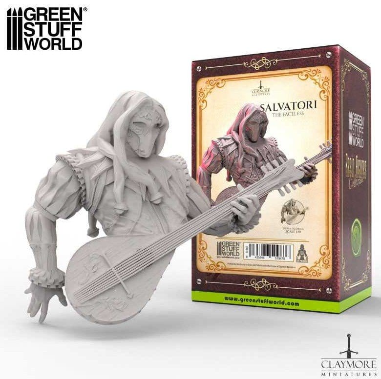Green Stuff World 3D Printed - Salvatori The Faceless - Bard Bust