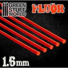 Green Stuff World Acrylic Rods - Round 1.6 mm Fluor RED-ORANGE