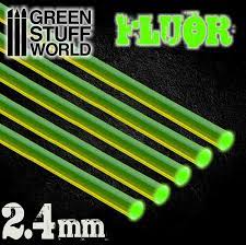 Green Stuff World Acrylic Rods - Round 2.4 mm Fluor GREEN