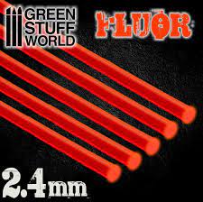 Green Stuff World Acrylic Rods - Round 2.4 mm Fluor RED-ORANGE