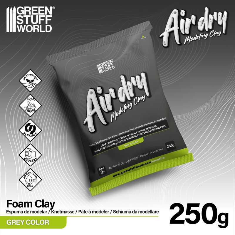 Green Stuff World Air Dry Modeling Foam Clay - Grey 250g