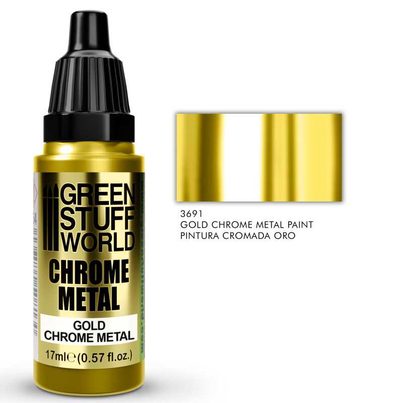 Green Stuff World Chrome Metal Paint - Gold Color 17ml