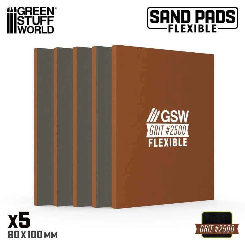 Green Stuff World Flexible Sand Pads 100x80mm - 5mm - Grit #2500 - DARK BROWN (5pcs) - Image 2