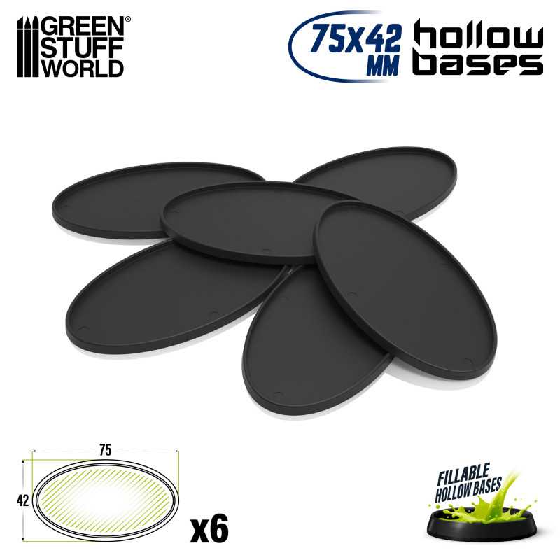 Green Stuff World Plastic Oval Hollow Base - Oval 75x42mm (6pcs)