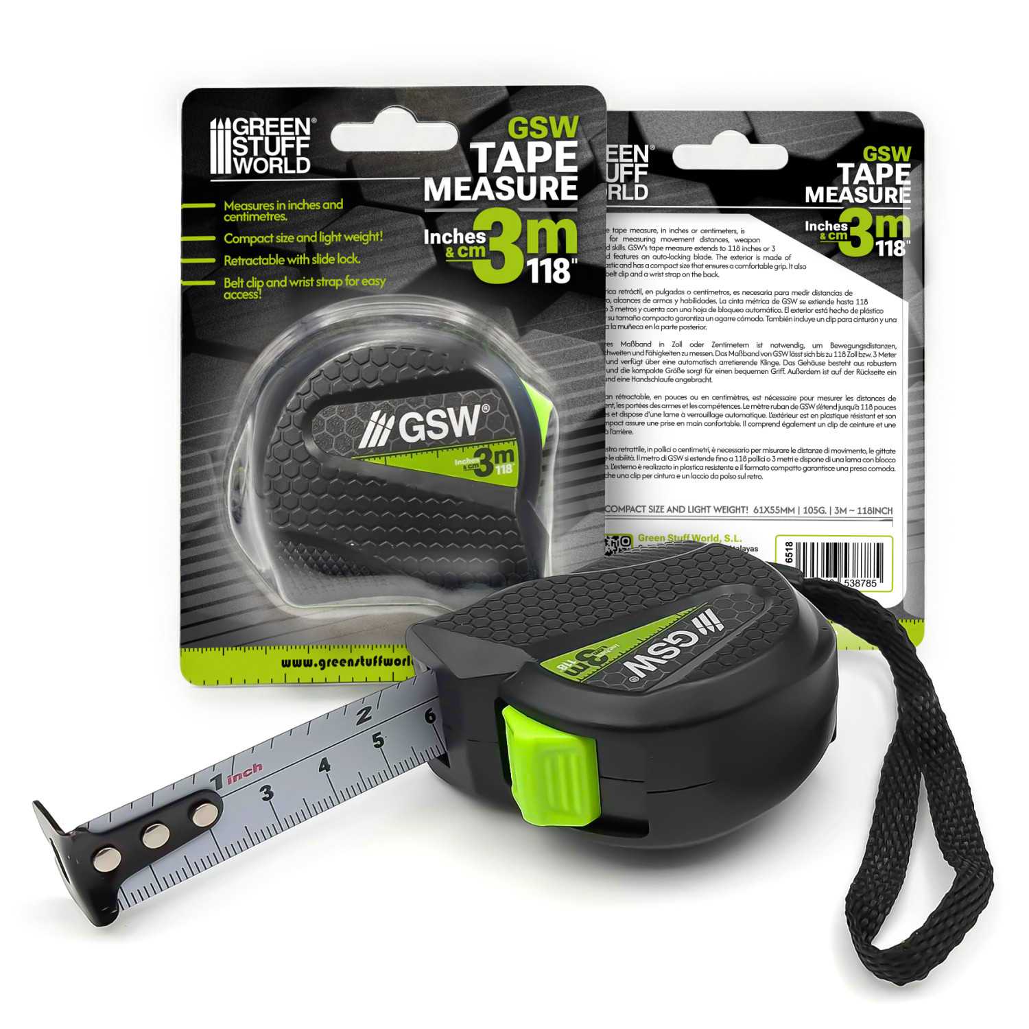 Green Stuff World Tape Measure - Centimeters and Inches
