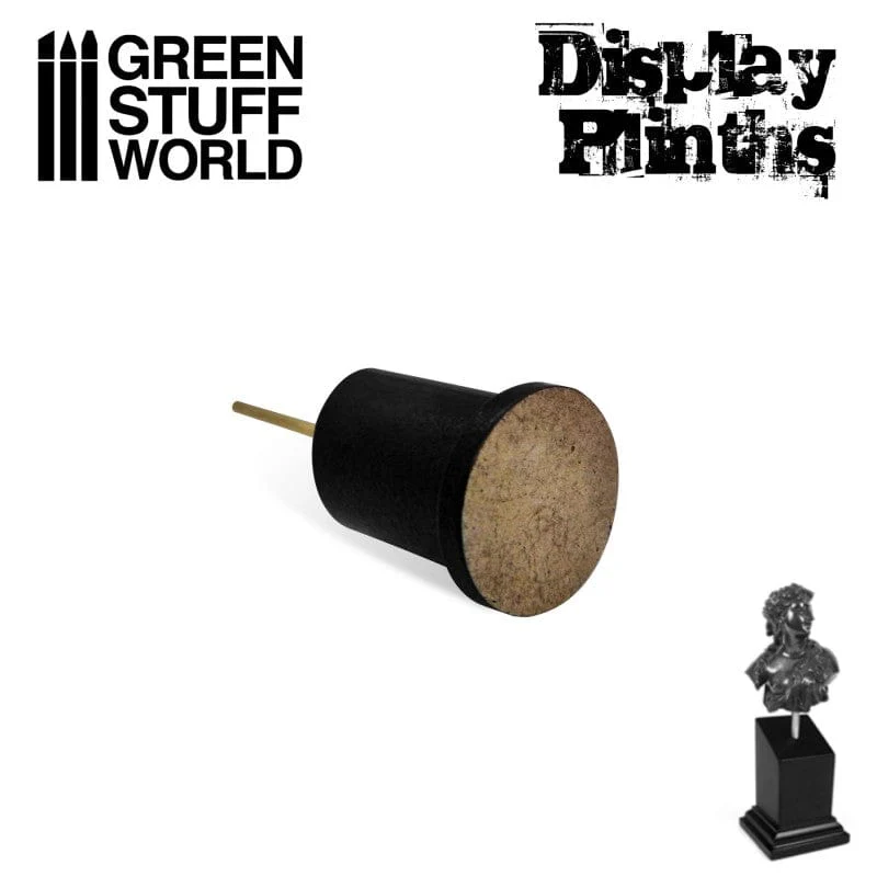 Green Stuff World Tapered Round Bust Plinth 25x25mm Black