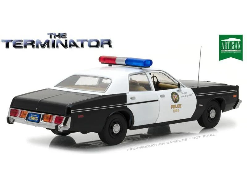 Greenlight 1/18 The Terminator 1977 Dodge Monaco Metropolitan Police with T-800 Endoskeleton Figure - Image 2