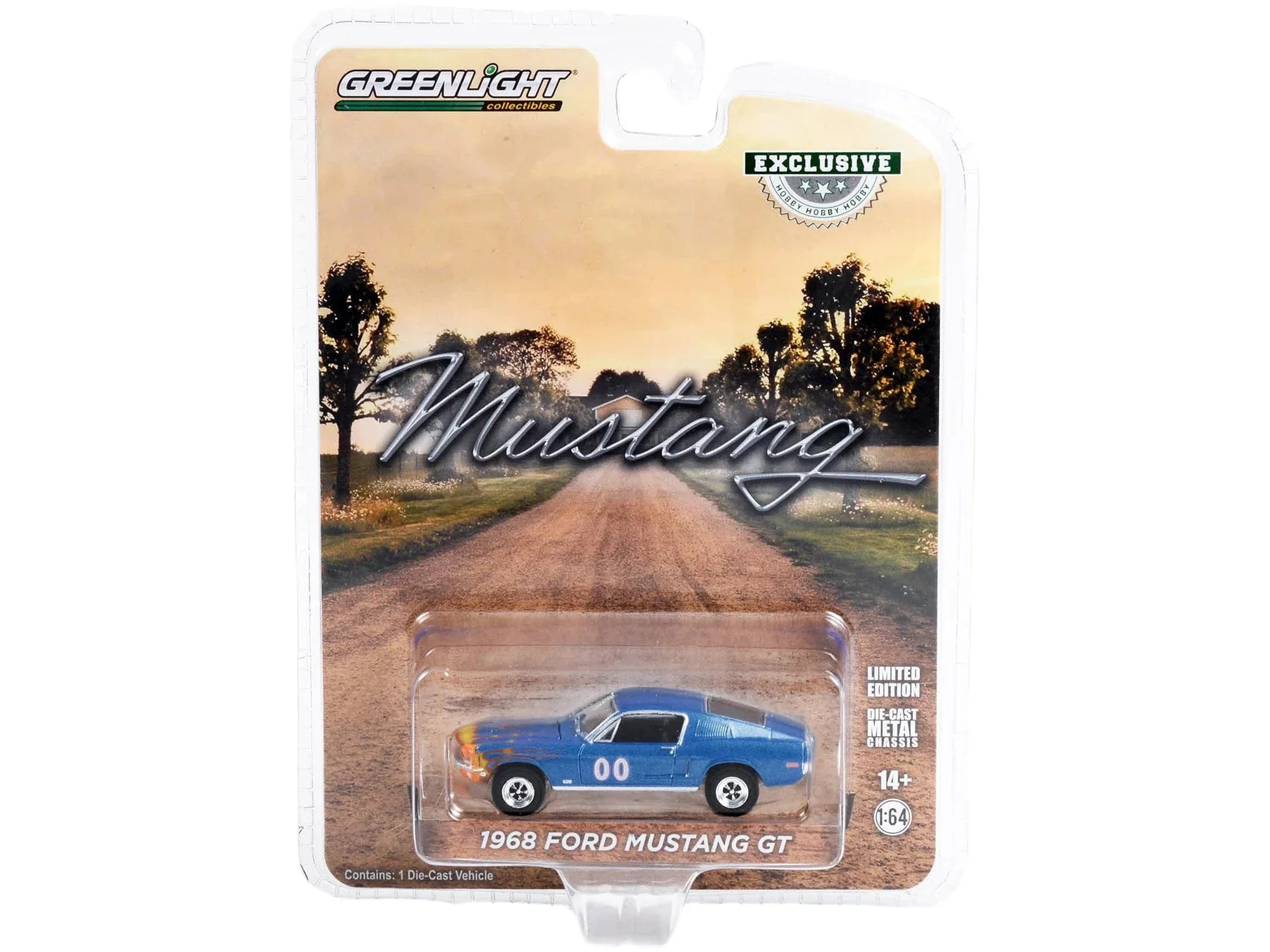 Greenlight 1/64 1968 Ford Mustang GT Fastback Race Car #00 Diecast Model - Image 2
