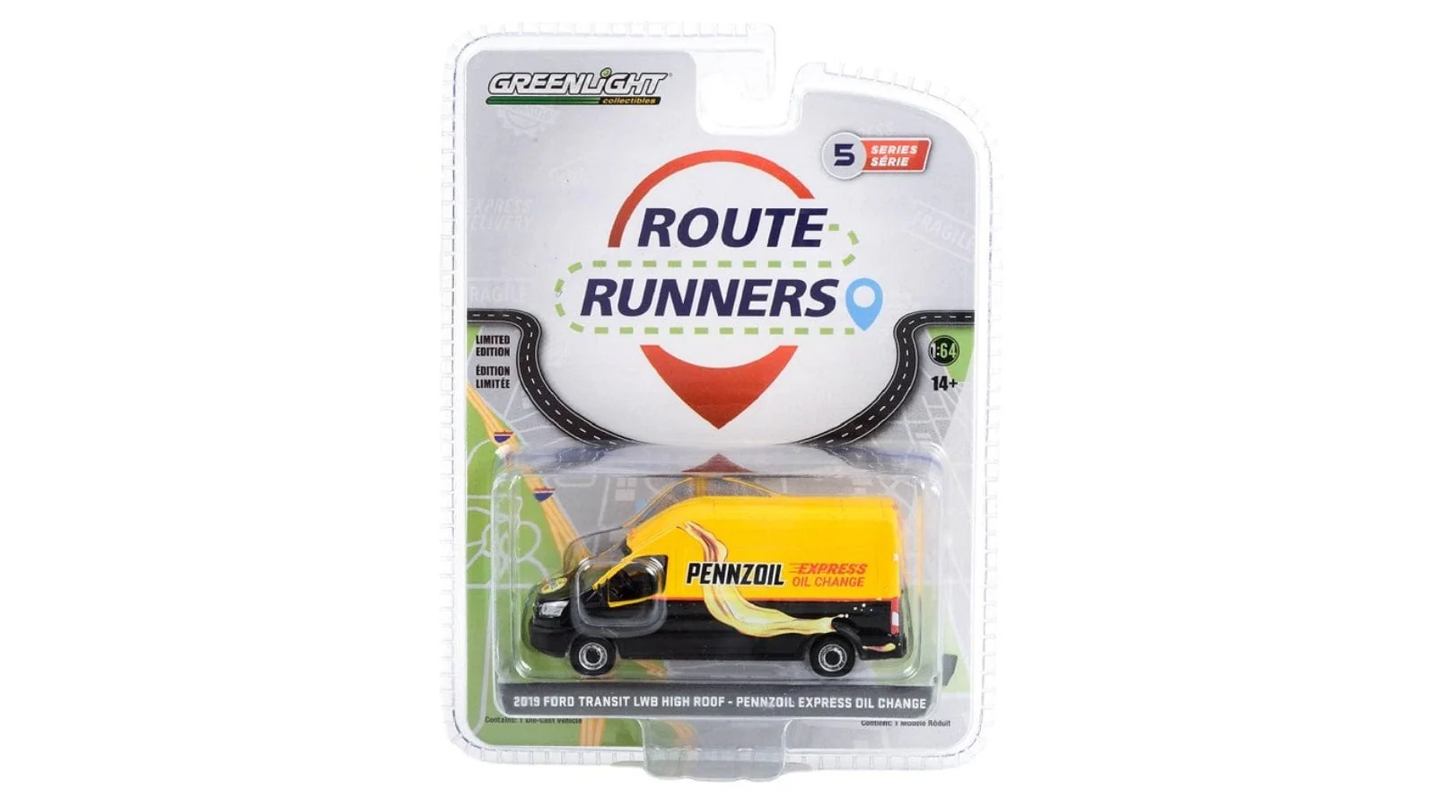 Greenlight 1/64 Pennzoil Express Oil Route Runners Series 5 - 2019 Ford Transit LWB High Roof - Image 2