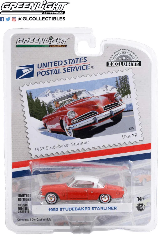 Greenlight 1/64 USPS 1953 Studebaker Starliner Diecast Model - Image 2