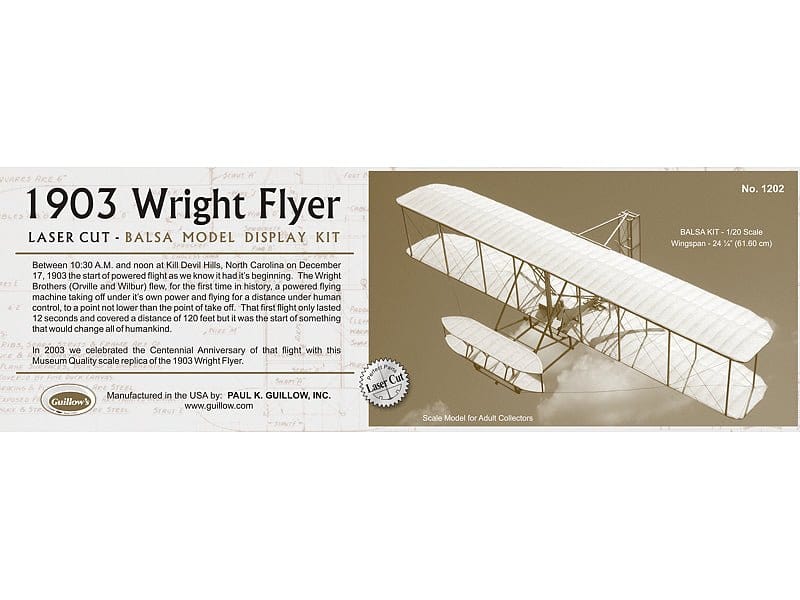 Guillows 1903 Wright Flyer Balsa Plane Model Kit