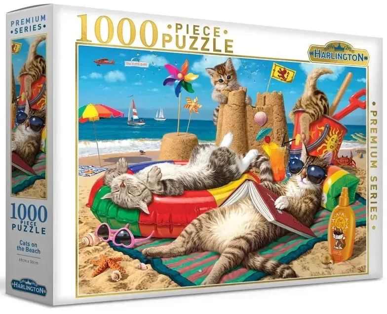 Harlington Premium 1000pc Puzzle - Cats on the Beach