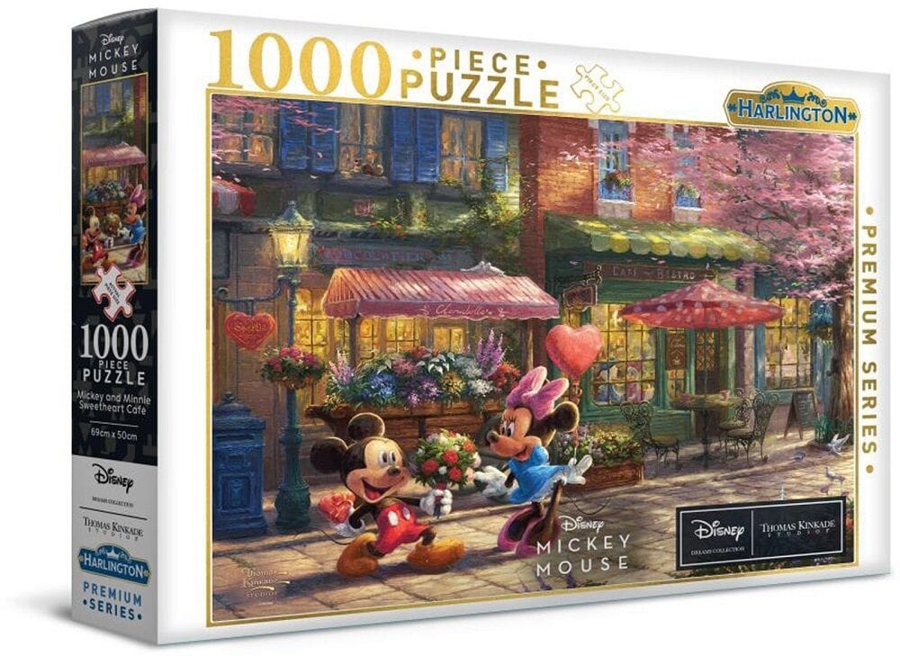 Harlington Premium Thomas Kinkade 1000pc Puzzle - Disney: Mickey and Minnie Sweetheart Cafe
