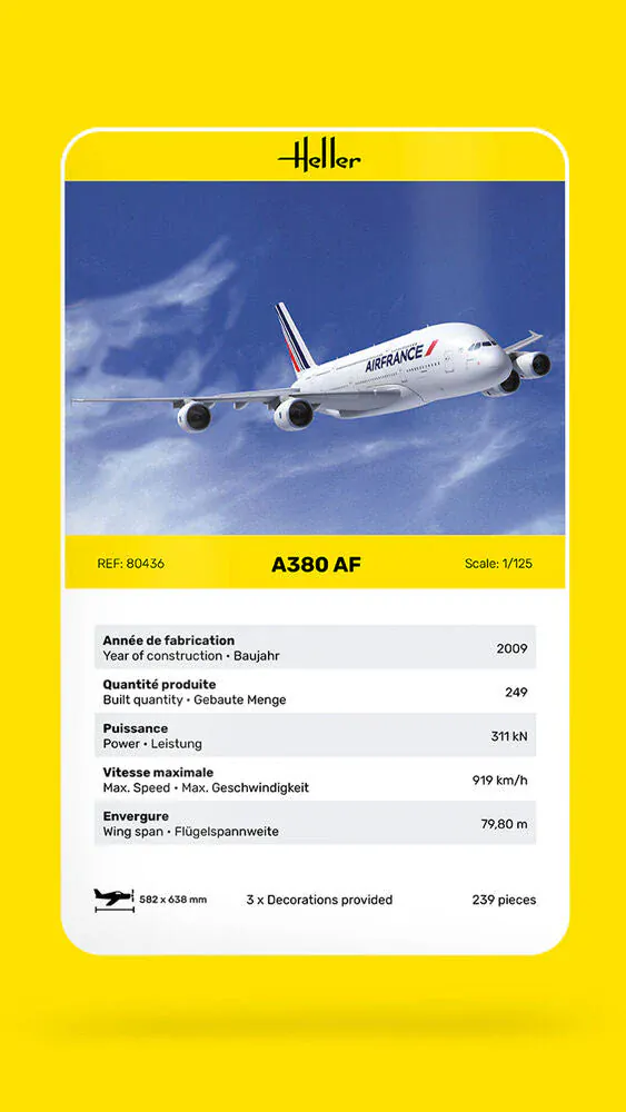 Heller 1/125 Airbus A380 Air France Plastic Model Kit - Image 3