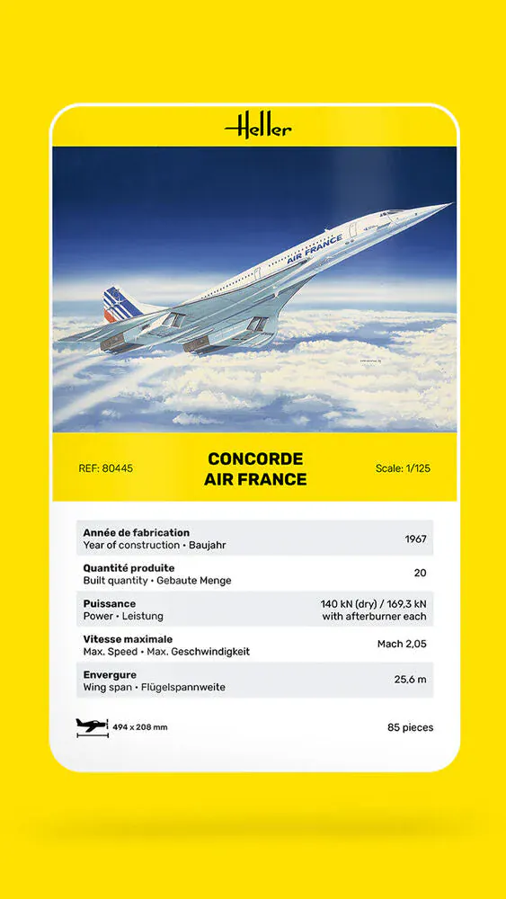 Heller 1/125 Concorde Air France Plastic Model Kit - Image 3