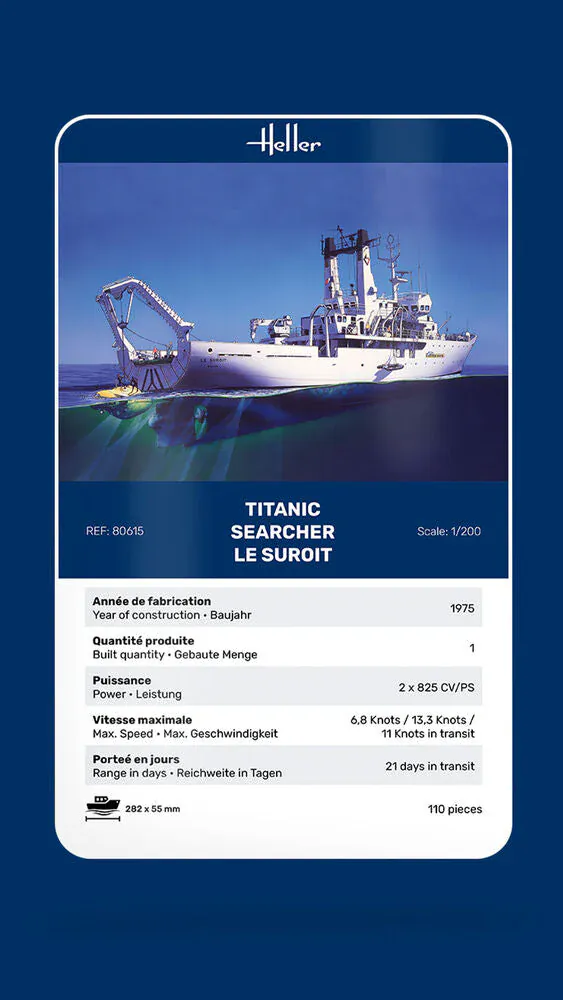 Heller 1/200 Titanic Searcher Le Suroit Plastic Model Kit - Image 3