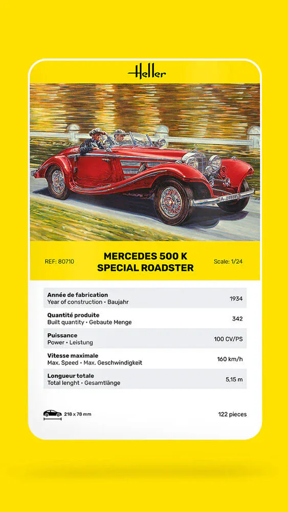 Heller 1/24 Mercedes-Benz 500 K Special Roadster Plastic Model Kit - Image 3