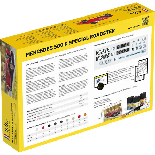 Heller 1/24 Mercedes-Benz 500 K Special Roadster Plastic Model Kit - Image 4